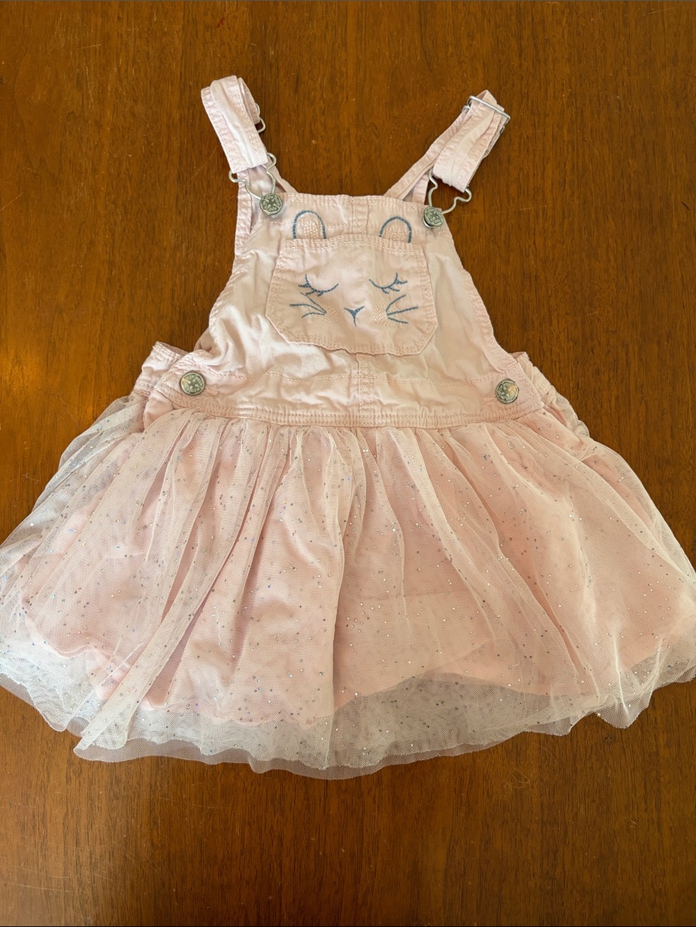 🫐3/$30 Oshkosh B'gosh Pale Pink Tulle Overall Bunny Dress